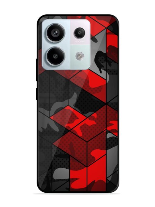 Royal Red Camouflage Pattern Glossy Metal Phone Cover for Xiaomi Redmi Note 13 Pro (5G) Zapvi