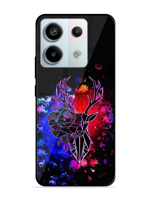 Floral Deer Art Glossy Metal Phone Cover for Xiaomi Redmi Note 13 Pro (5G)