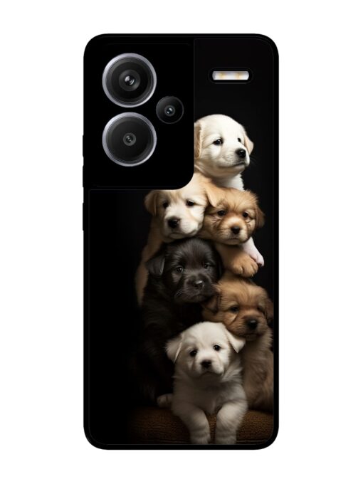 Cute Baby Dogs Glossy Metal Phone Cover for Xiaomi Redmi Note 13 Pro Plus (5G) Zapvi