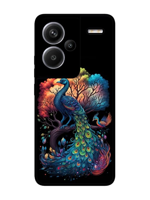 Peacock Tree Art Glossy Metal Phone Cover for Xiaomi Redmi Note 13 Pro Plus (5G)