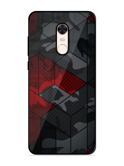 Red And Grey Pattern Glossy Metal Phone Cover for Xiaomi Redmi Note 5