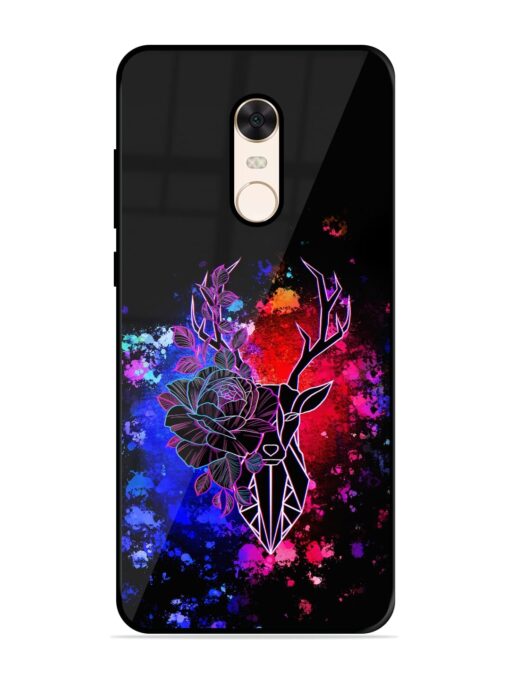 Floral Deer Art Glossy Metal Phone Cover for Xiaomi Redmi Note 5 Zapvi