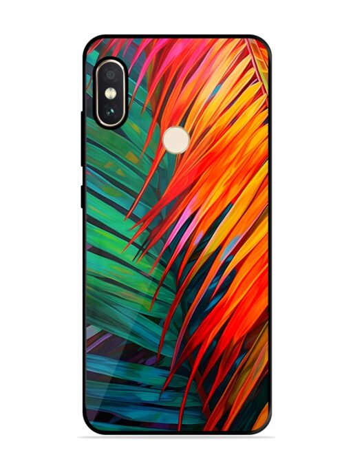 Painted Tropical Leaves Glossy Metal Phone Cover for Xiaomi Redmi Note 5 Pro Zapvi