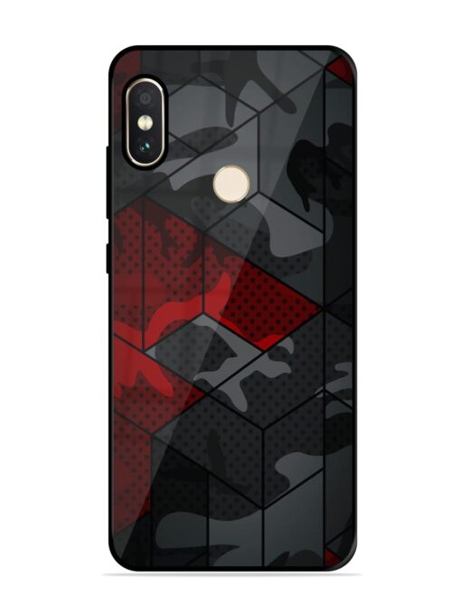 Red And Grey Pattern Glossy Metal Phone Cover for Xiaomi Redmi Note 5 Pro