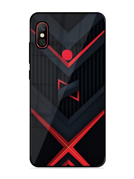 Red Gray Abstract Glossy Metal Phone Cover for Xiaomi Redmi Note 6 Pro