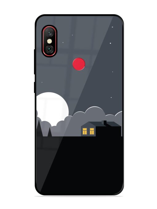 Full Moon Vector Art Glossy Metal Phone Cover for Xiaomi Redmi Note 6 Pro Zapvi