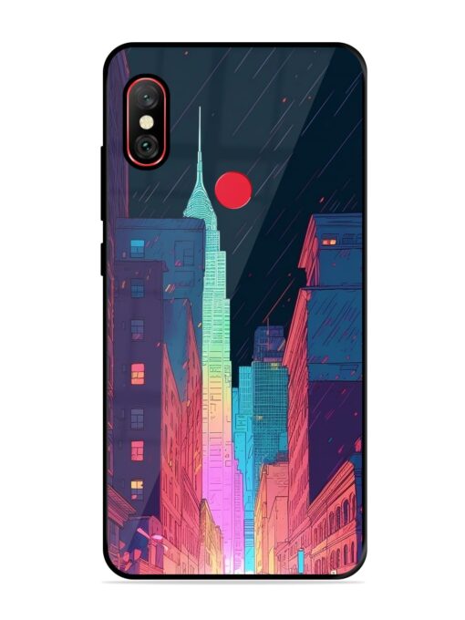 Minimal City Art Glossy Metal Phone Cover for Xiaomi Redmi Note 6 Pro Zapvi