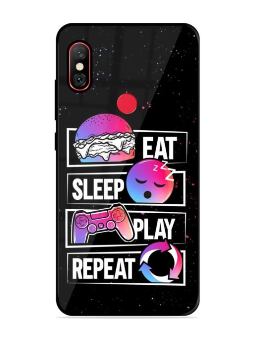 Eat Sleep Play Repeat Glossy Metal Phone Cover for Xiaomi Redmi Note 6 Pro Zapvi