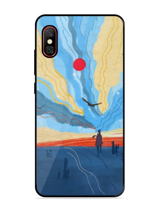 Minimal Abstract Landscape Glossy Metal Phone Cover for Xiaomi Redmi Note 6 Pro