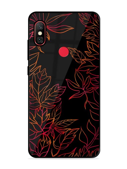 Red Floral Pattern Glossy Metal Phone Cover for Xiaomi Redmi Note 6 Pro