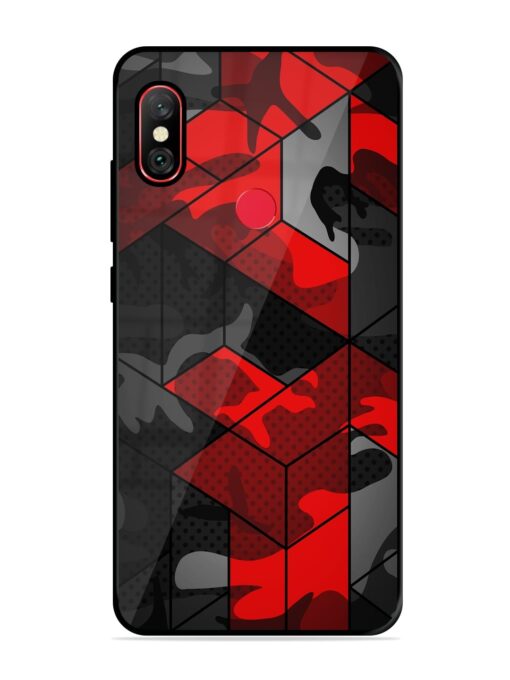 Royal Red Camouflage Pattern Glossy Metal Phone Cover for Xiaomi Redmi Note 6 Pro Zapvi