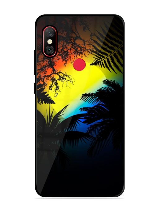 Colorful Sunset With Palm Trees Glossy Metal Phone Cover for Xiaomi Redmi Note 6 Pro Zapvi