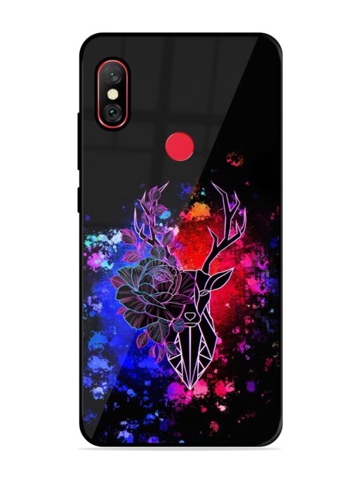 Floral Deer Art Glossy Metal Phone Cover for Xiaomi Redmi Note 6 Pro Zapvi