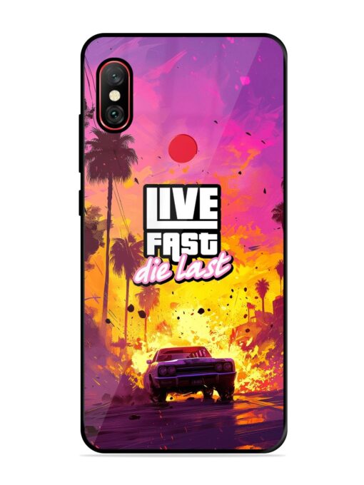 Live Fast Glossy Metal Phone Cover for Xiaomi Redmi Note 6 Pro Zapvi