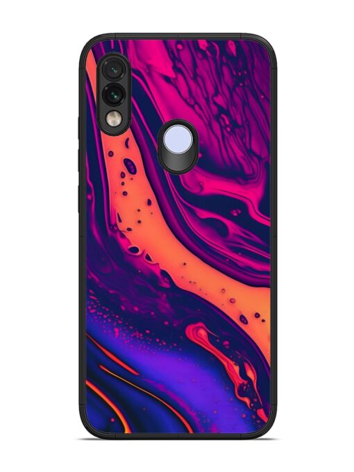 Fluid Blue Pink Art Glossy Metal Phone Cover for Xiaomi Redmi Note 7