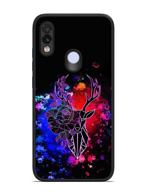 Floral Deer Art Glossy Metal Phone Cover for Xiaomi Redmi Note 7 Zapvi