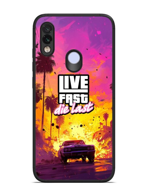 Live Fast Glossy Metal Phone Cover for Xiaomi Redmi Note 7