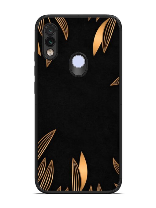 Golden Leaf Pattern Glossy Metal Phone Cover for Xiaomi Redmi Note 7 Pro