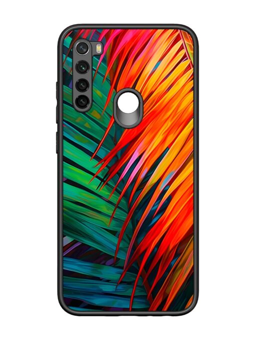 Painted Tropical Leaves Glossy Metal Phone Cover for Xiaomi Redmi Note 8 Zapvi