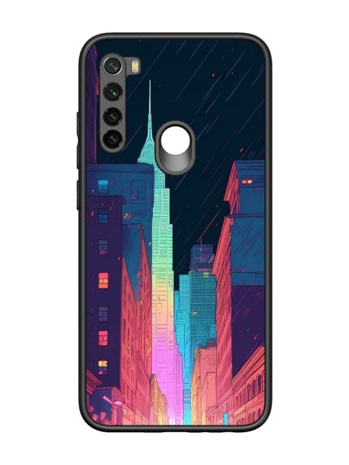 Minimal City Art Glossy Metal Phone Cover for Xiaomi Redmi Note 8 Zapvi