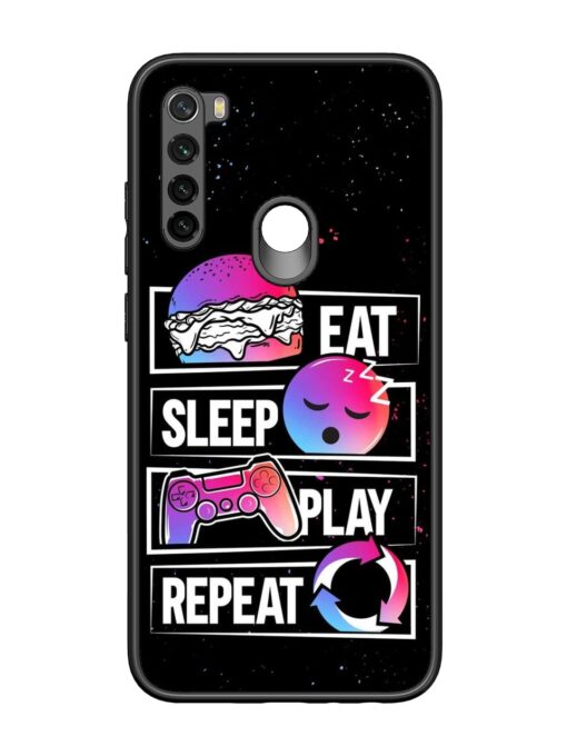 Eat Sleep Play Repeat Glossy Metal Phone Cover for Xiaomi Redmi Note 8 Zapvi