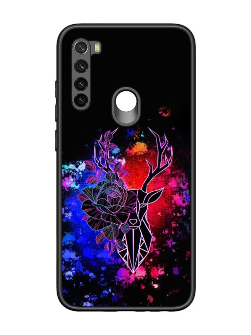 Floral Deer Art Glossy Metal Phone Cover for Xiaomi Redmi Note 8 Zapvi