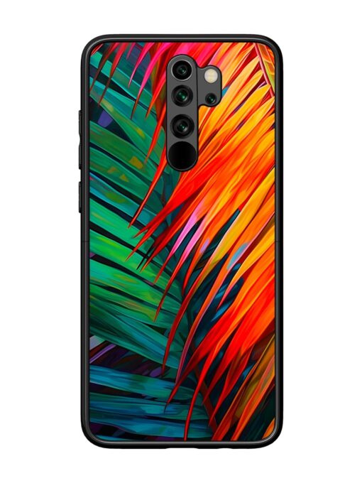 Painted Tropical Leaves Glossy Metal Phone Cover for Xiaomi Redmi Note 8 Pro Zapvi