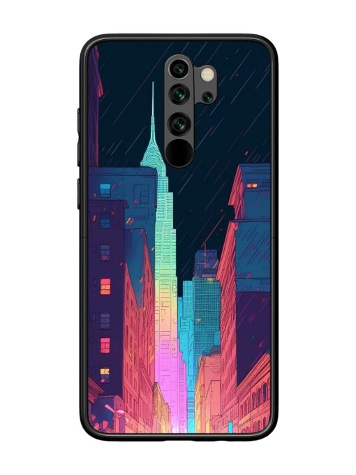 Minimal City Art Glossy Metal Phone Cover for Xiaomi Redmi Note 8 Pro Zapvi