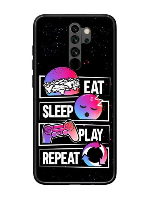 Eat Sleep Play Repeat Glossy Metal Phone Cover for Xiaomi Redmi Note 8 Pro Zapvi