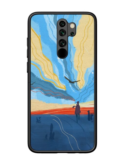 Minimal Abstract Landscape Glossy Metal Phone Cover for Xiaomi Redmi Note 8 Pro