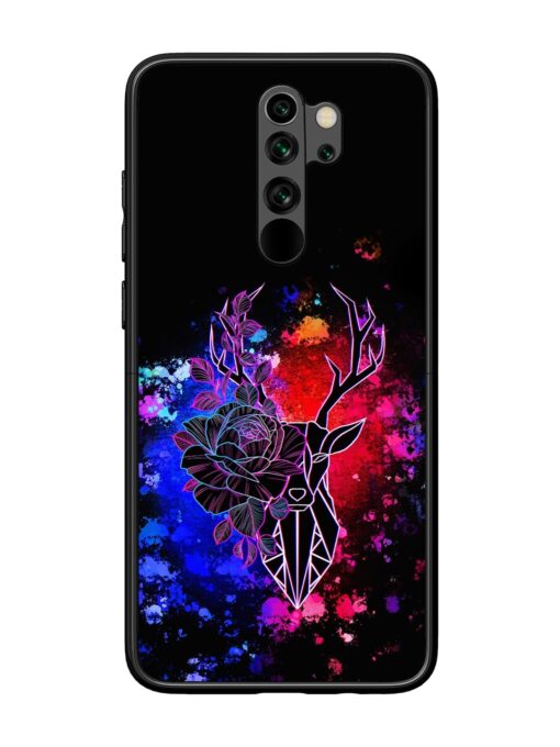 Floral Deer Art Glossy Metal Phone Cover for Xiaomi Redmi Note 8 Pro Zapvi