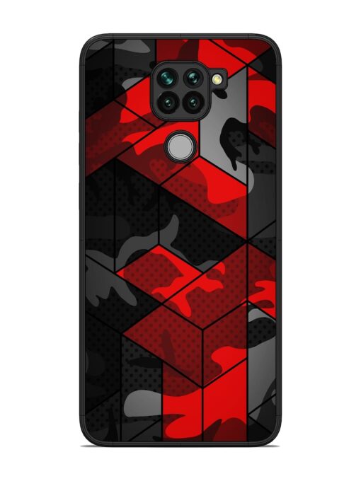 Royal Red Camouflage Pattern Glossy Metal Phone Cover for Xiaomi Redmi Note 9