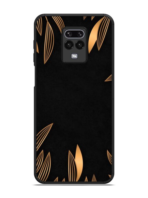 Golden Leaf Pattern Glossy Metal Phone Cover for Xiaomi Redmi Note 9 Pro Zapvi