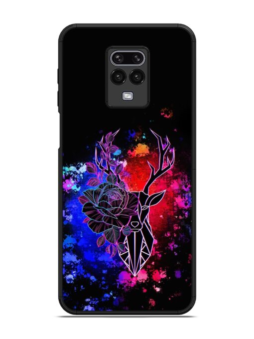 Floral Deer Art Glossy Metal Phone Cover for Xiaomi Redmi Note 9 Pro