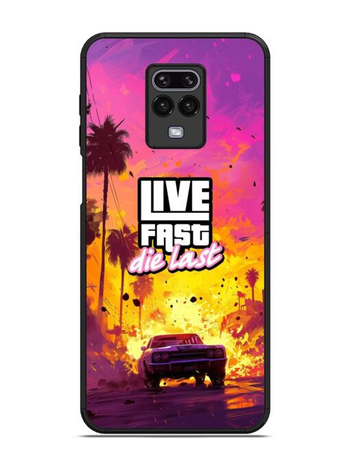 Live Fast Glossy Metal Phone Cover for Xiaomi Redmi Note 9 Pro Zapvi