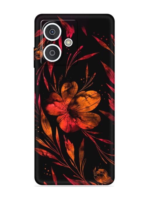 Red Flower Painting Embossed Soft Silicone Case for HMD Crest (5G)