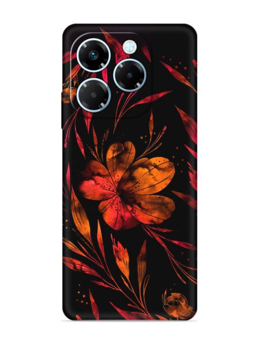 Red Flower Painting Embossed Soft Silicone Case for Infinix Note 40X (5G)