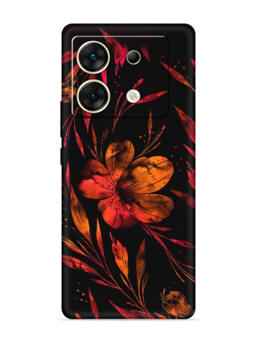 Red Flower Painting Embossed Soft Silicone Case for Infinix Zero 30 (5G)