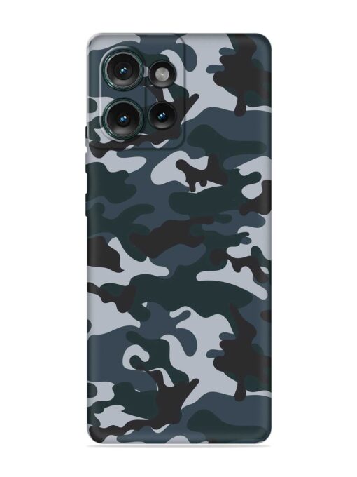 Dark Blue Army Military Art Embossed Soft Silicone Case for Motorola Moto Edge 50 (5G)