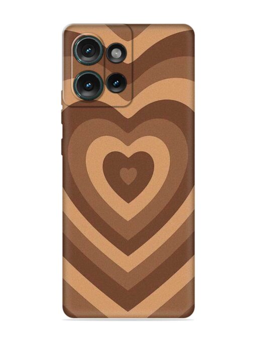 Brown Heart Embossed Soft Silicone Case for Motorola Moto Edge 50 (5G) Zapvi