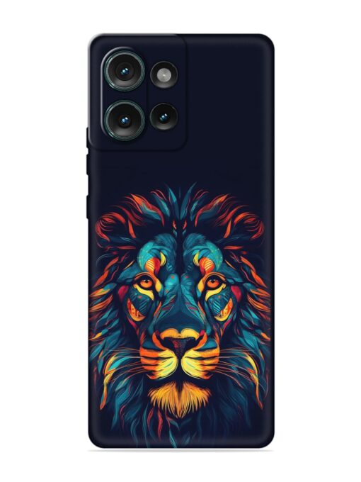 Colorful Lion Embossed Soft Silicone Case for Motorola Moto Edge 50 (5G)