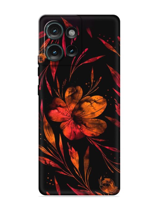 Red Flower Painting Embossed Soft Silicone Case for Motorola Moto Edge 50 (5G)