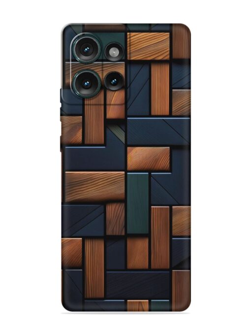 Wooden Background Cubes Embossed Soft Silicone Case for Motorola Moto Edge 50 (5G)