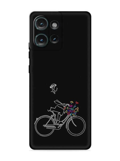 Minimalist Cycle Art Embossed Soft Silicone Case for Motorola Moto Edge 50 (5G)