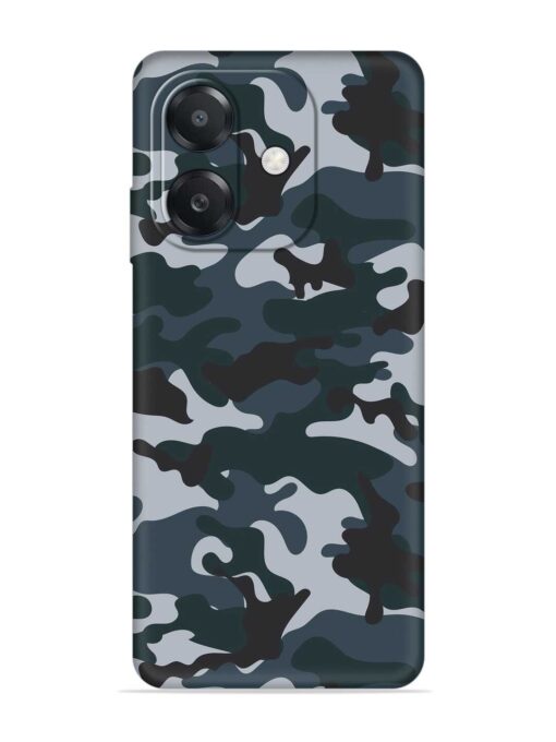 Dark Blue Army Military Art Embossed Soft Silicone Case for Oppo A3X (5G)