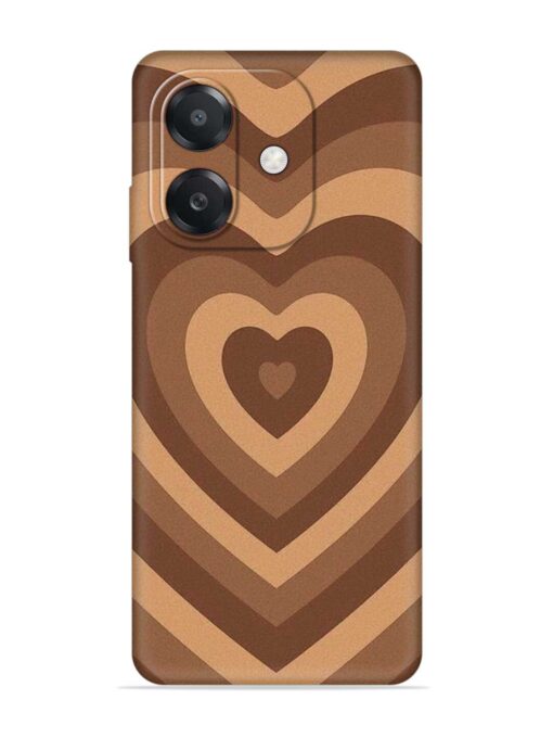 Brown Heart Embossed Soft Silicone Case for Oppo A3X (5G) Zapvi