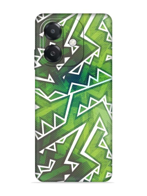 Green Graffiti Seamless Embossed Soft Silicone Case for Oppo A3X (5G)