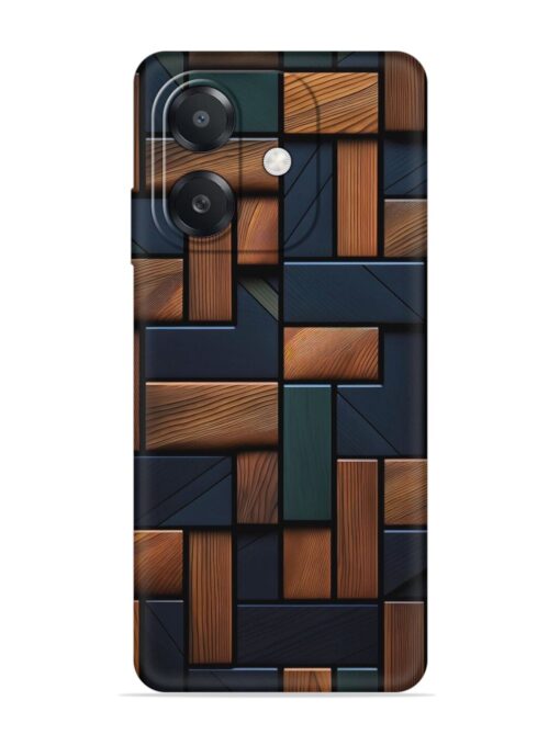 Wooden Background Cubes Embossed Soft Silicone Case for Oppo A3X (5G) Zapvi