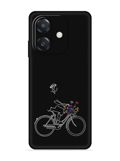 Minimalist Cycle Art Embossed Soft Silicone Case for Oppo A3X (5G)