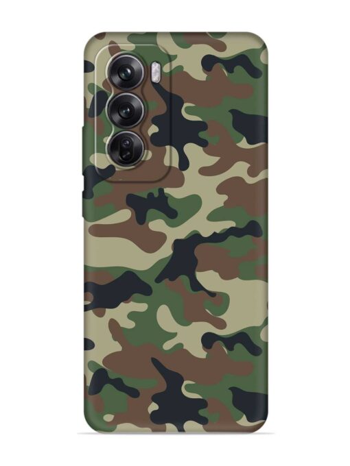 Army Military Camouflage Dark Green Embossed Soft Silicone Case for Oppo Reno 12 (5G)